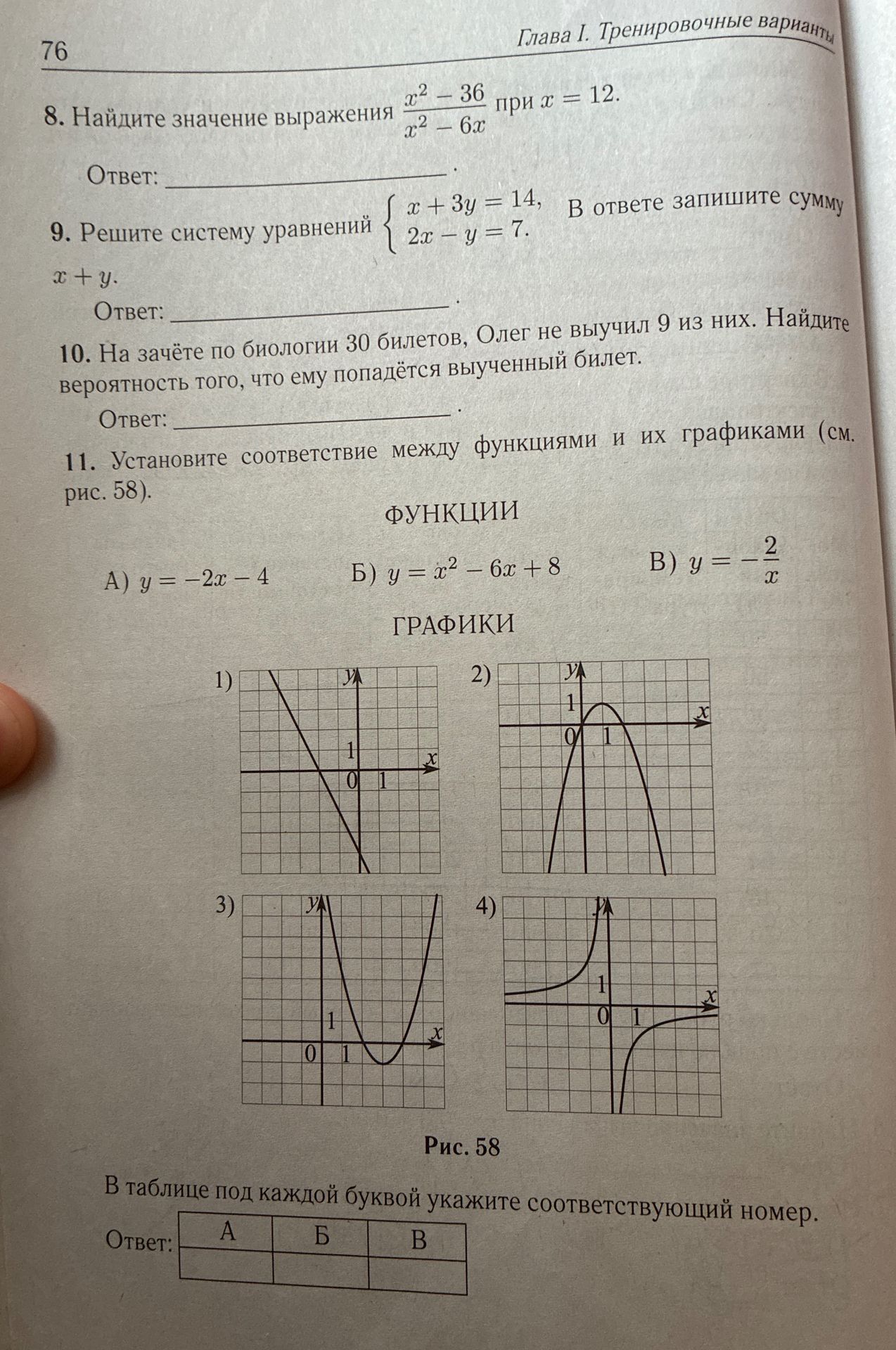 Фото задания: 8. Найдите значение выражения x^2 - 36 / x^2 - 6x при x = 12.
