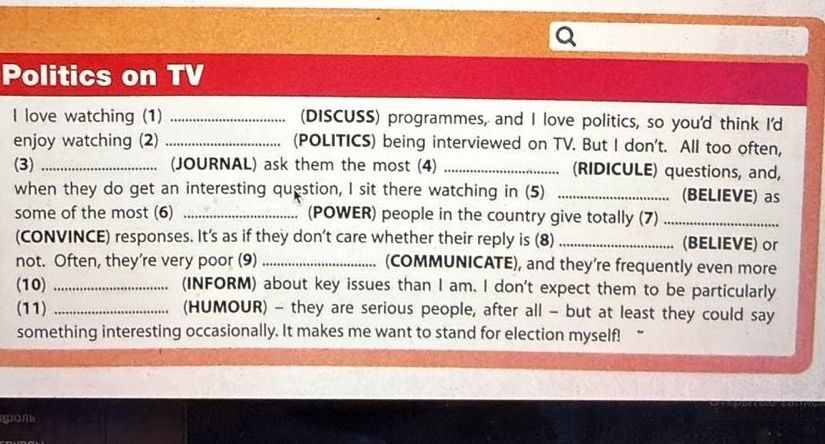 Фото задания: Politics on TV