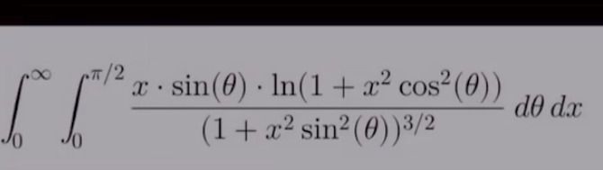 Фото задания: Solve the double integral: $$ \int_{0}^{\infty} \int_{0}^{\pi/2} \frac{x \cdot \sin(\theta) \cdot \ln(1 + x^2…