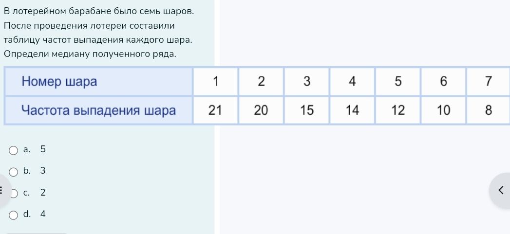 Фото задания: В лотерейном барабане было семь шаров. После проведения лотереи составили таблицу частот выпадения каждого шара. Определи…