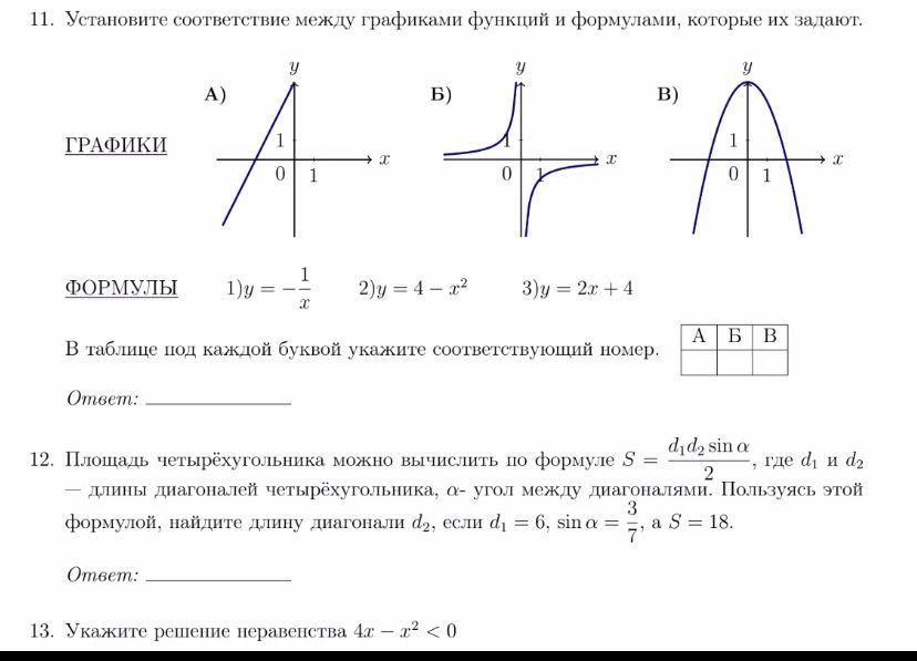 Фото задания: 13. Укажите решение неравенства 4x - x² < 0