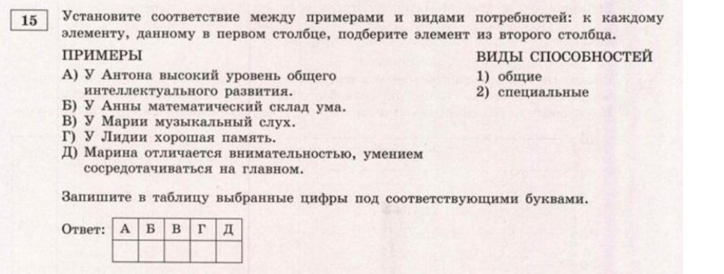 Фото задания: Установите соответствие между примерами и видами потребностей: к каждому элементу, данному в первом столбце, подберите…