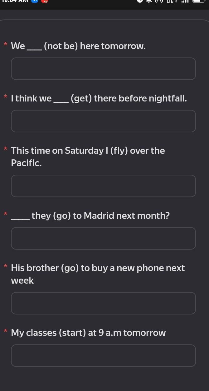 Фото задания: ___ they (go) to Madrid next month?