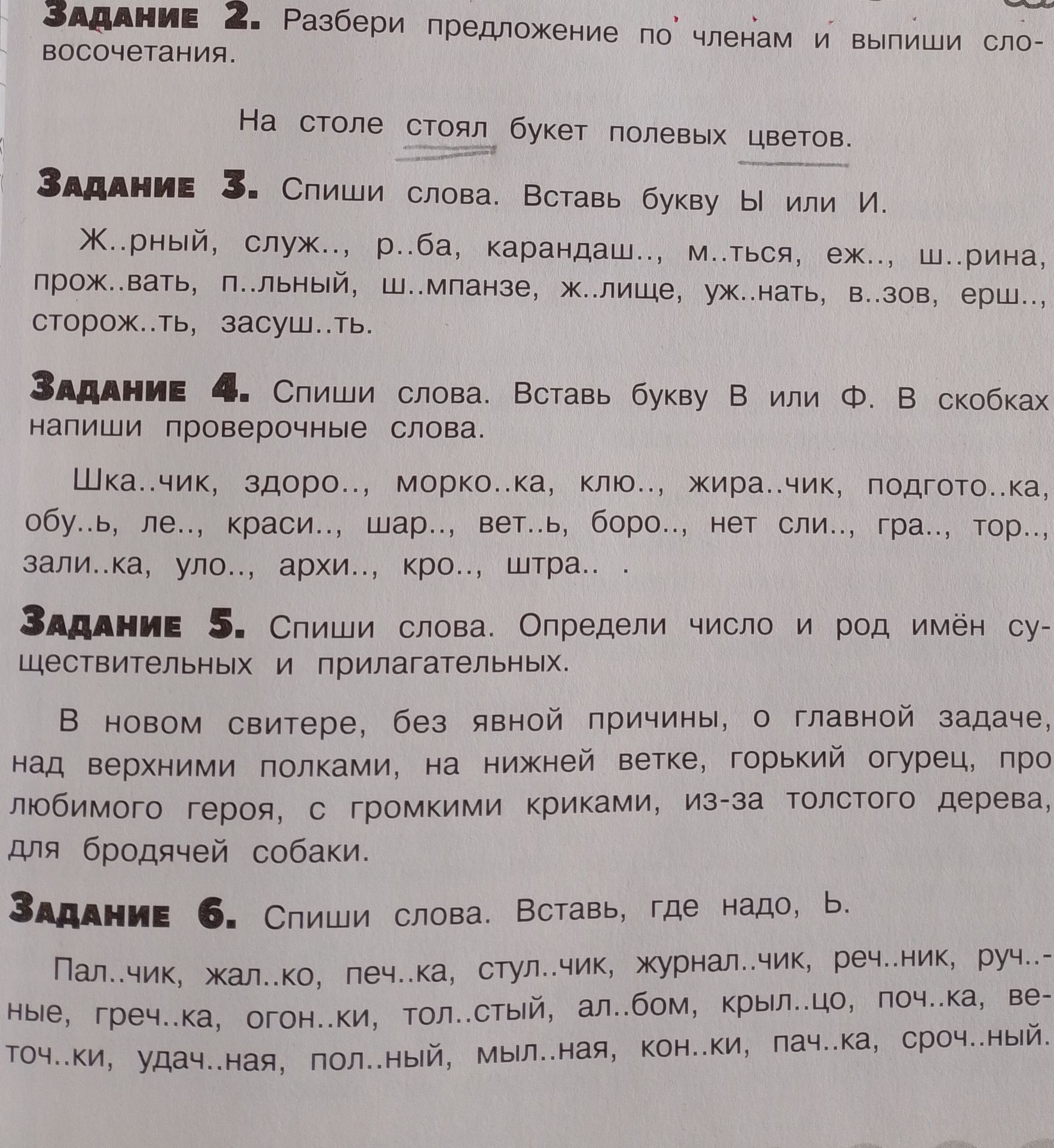 Фото задания: ЗАДАНИЕ 3. Спиши слова. Вставь букву ы или И.