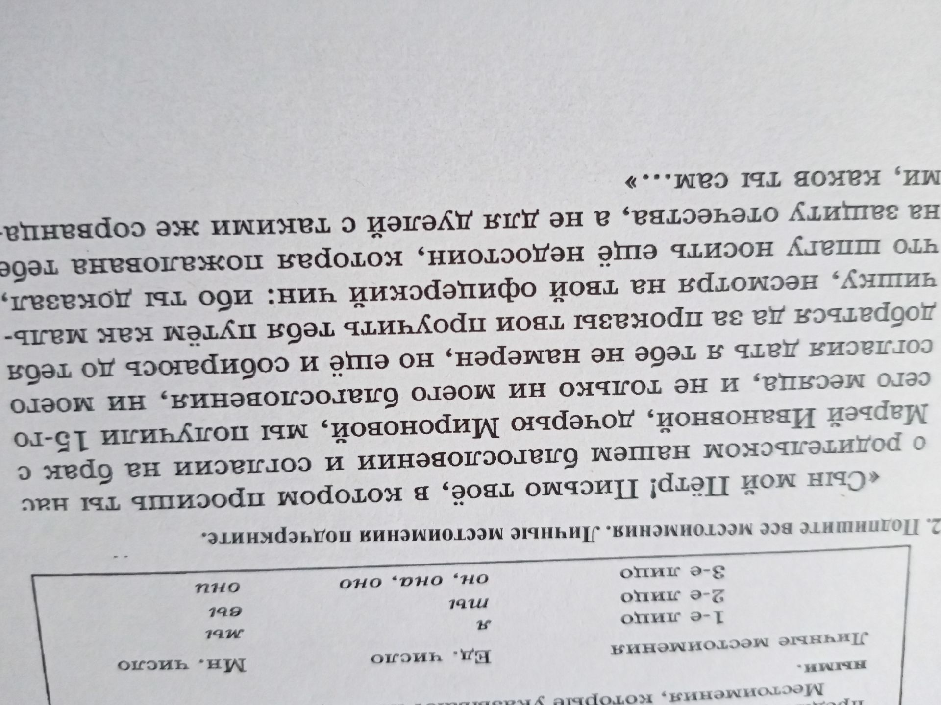 Фото задания: Заполните таблицу личными местоимениями.