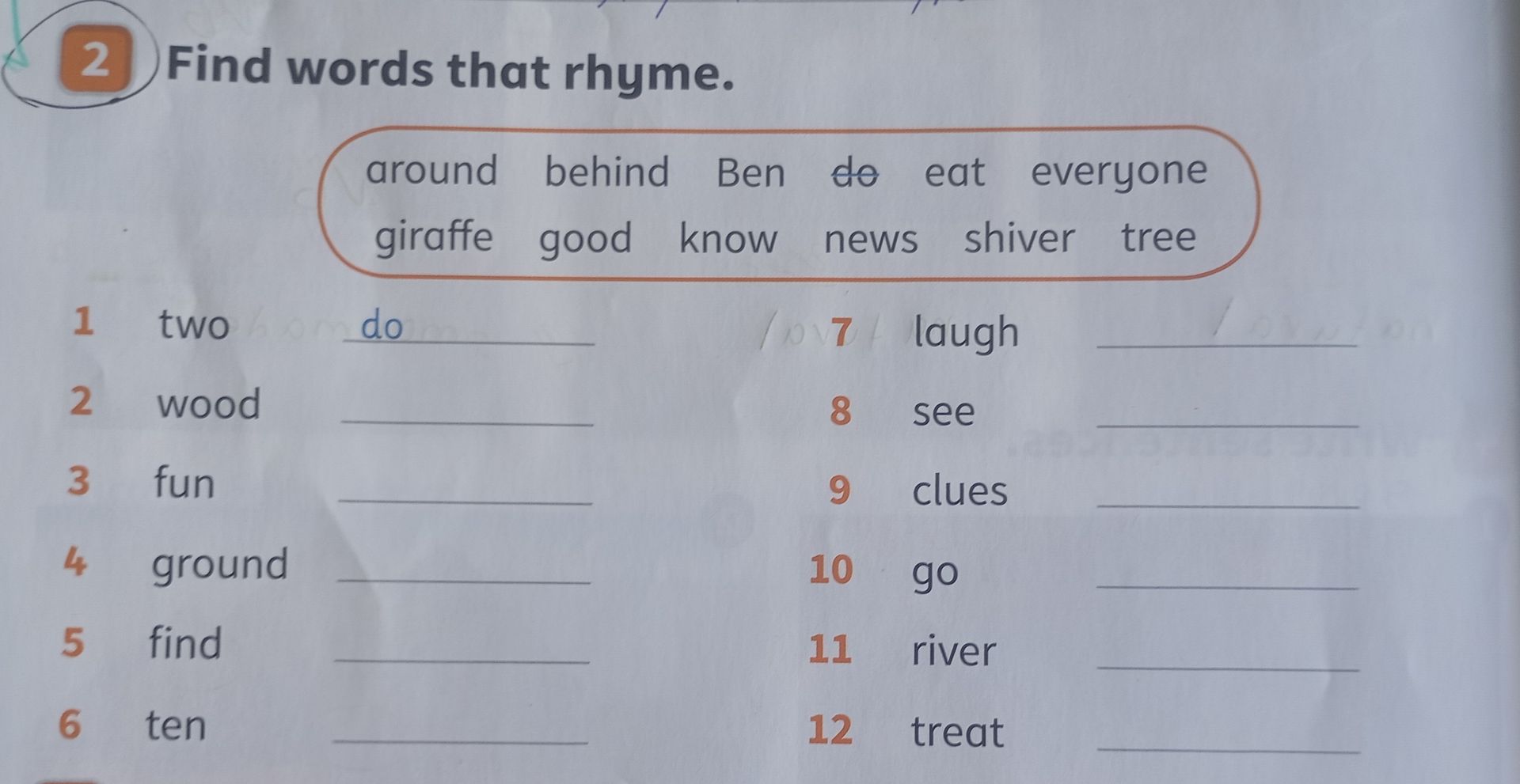 Фото задания: Find words that rhyme.
