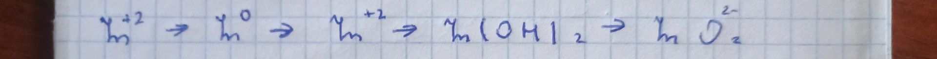 Фото задания: Mn+2 -> Mn0 -> Mn+2 -> Mn(OH)2 -> MnO2-