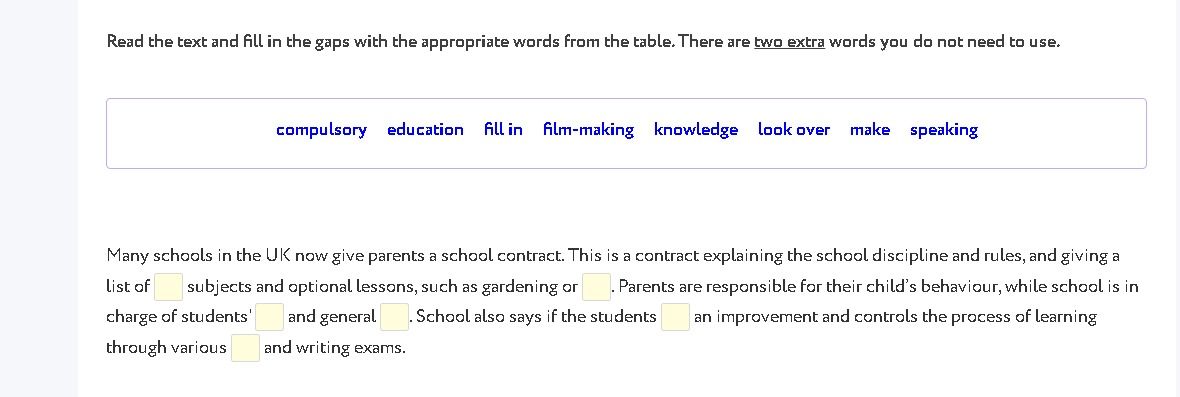 Фото задания: Many schools in the UK now give parents a school contract. This is a contract explaining the school discipline and rules, and…