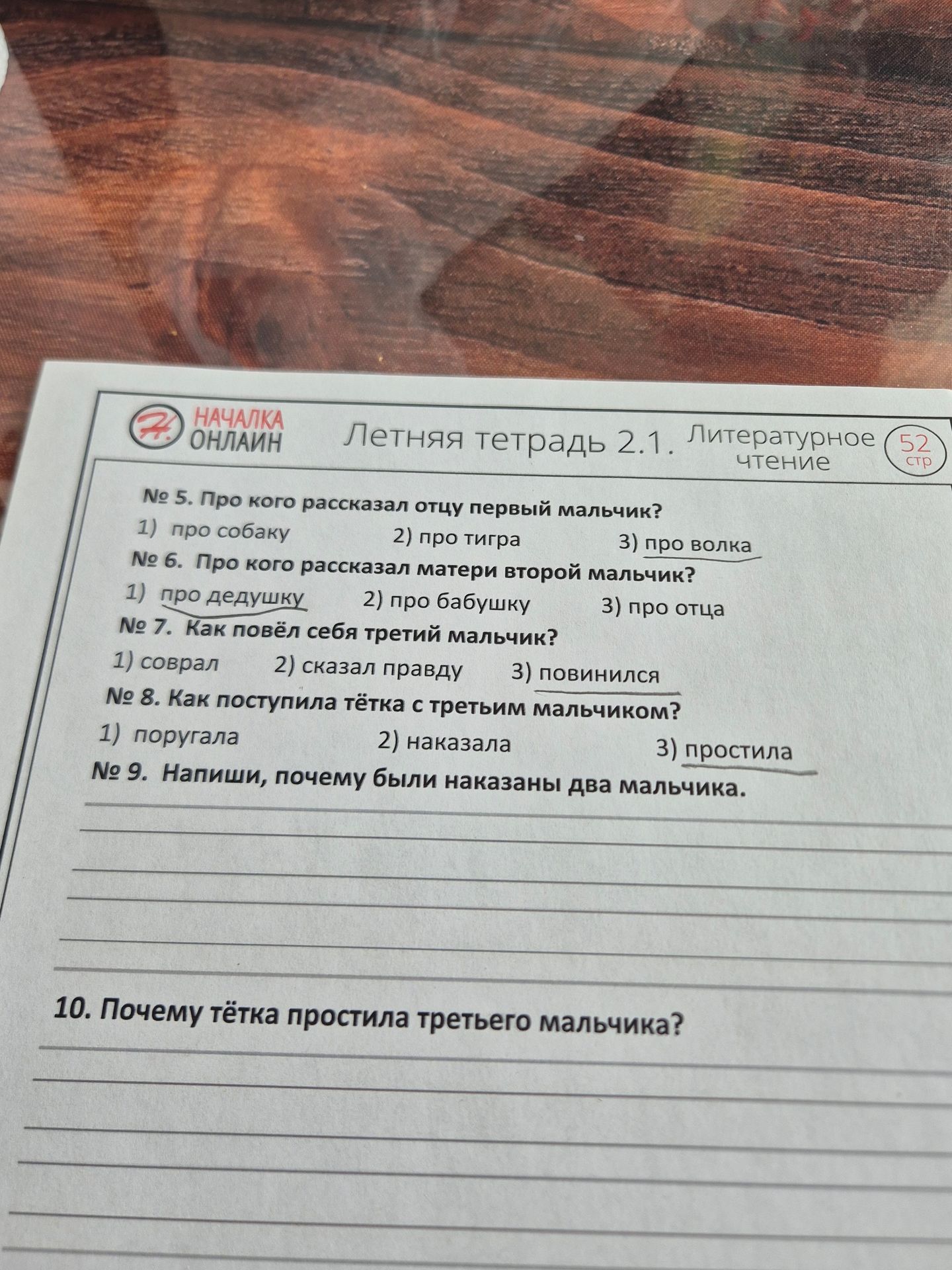 Фото задания: 10. Почему тётка простила третьего мальчика?