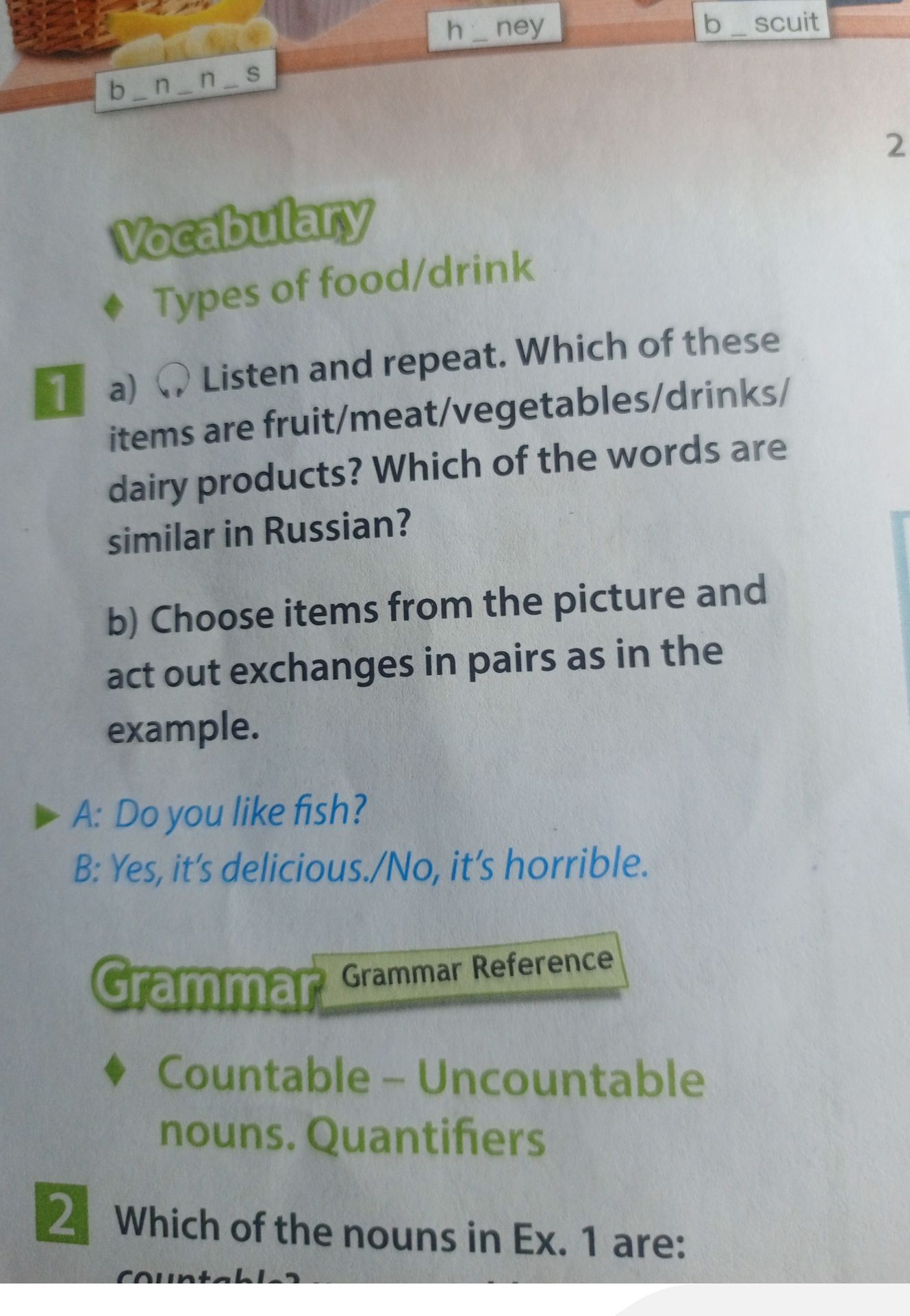 Фото задания: Grammar Countable – Uncountable nouns. Quantifiers 2 Which of the nouns in Ex. 1 are: