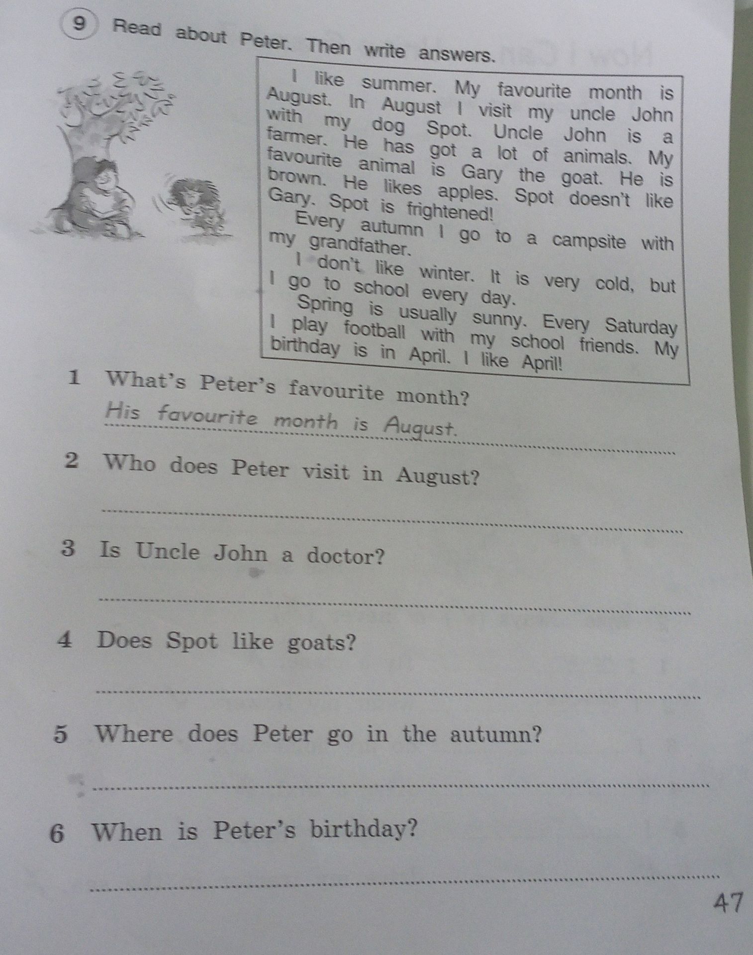 Фото задания: 1 What's Peter's favourite month?