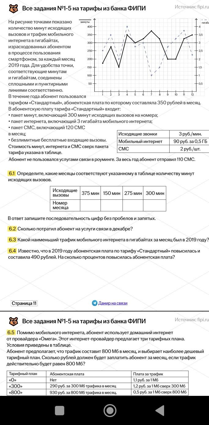 Фото задания: 6.2 Сколько потратил абонент на услуги связи в декабре?
