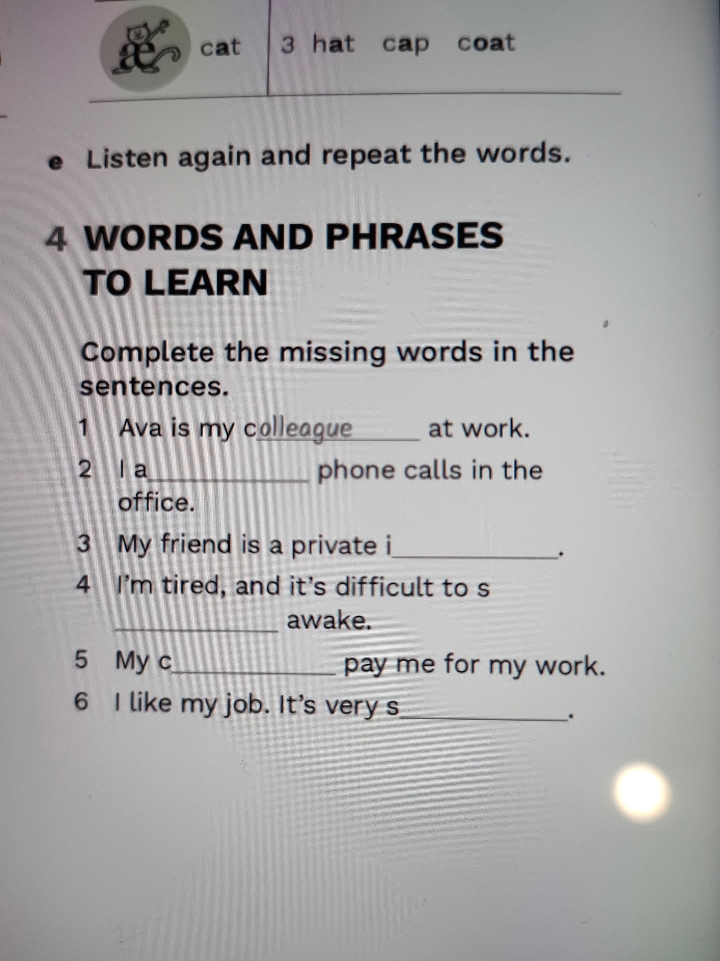 Фото задания: Complete the missing words in the sentences.