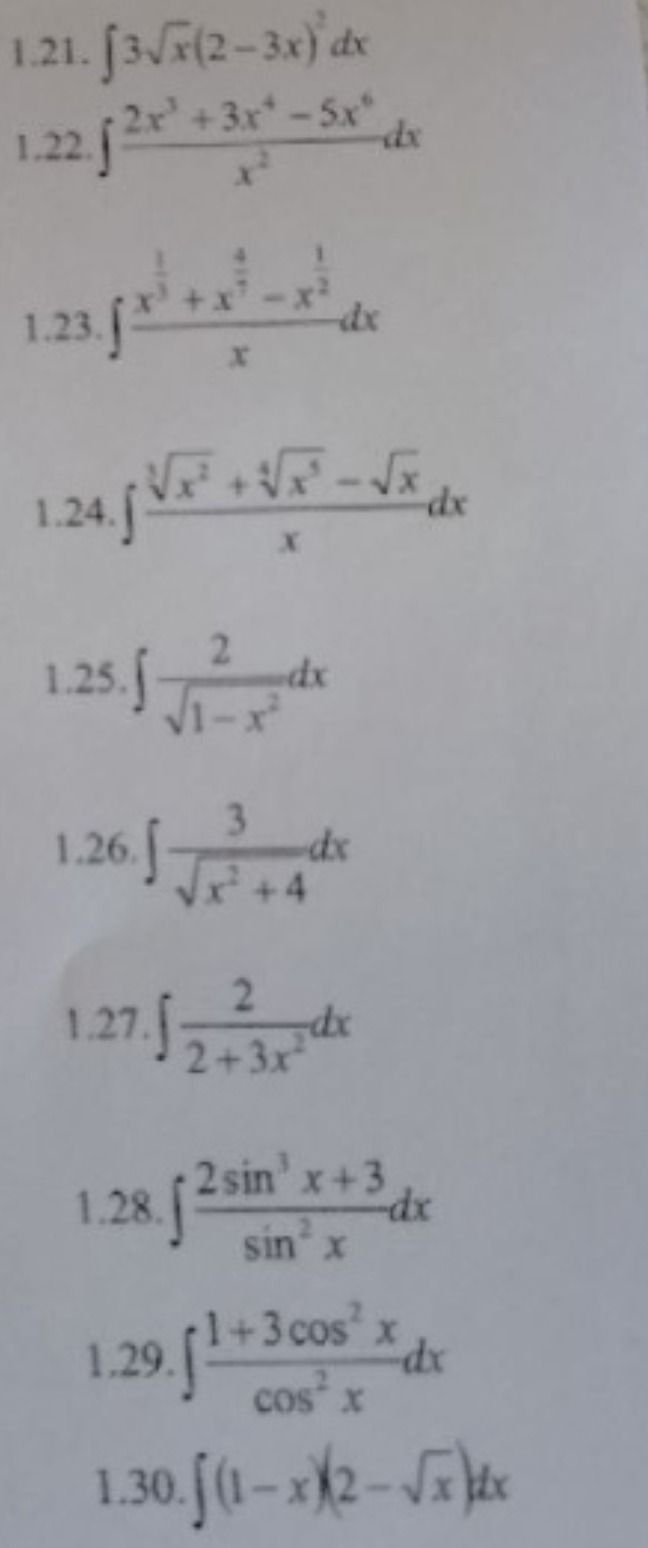 Фото задания: 1.26. \(\int\) \(\frac{3}{\sqrt{x^2+4}}\) dx