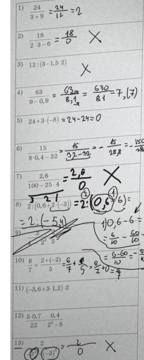 Фото задания: 8) \(2 : (0,6 + 2 \cdot (-3))\)