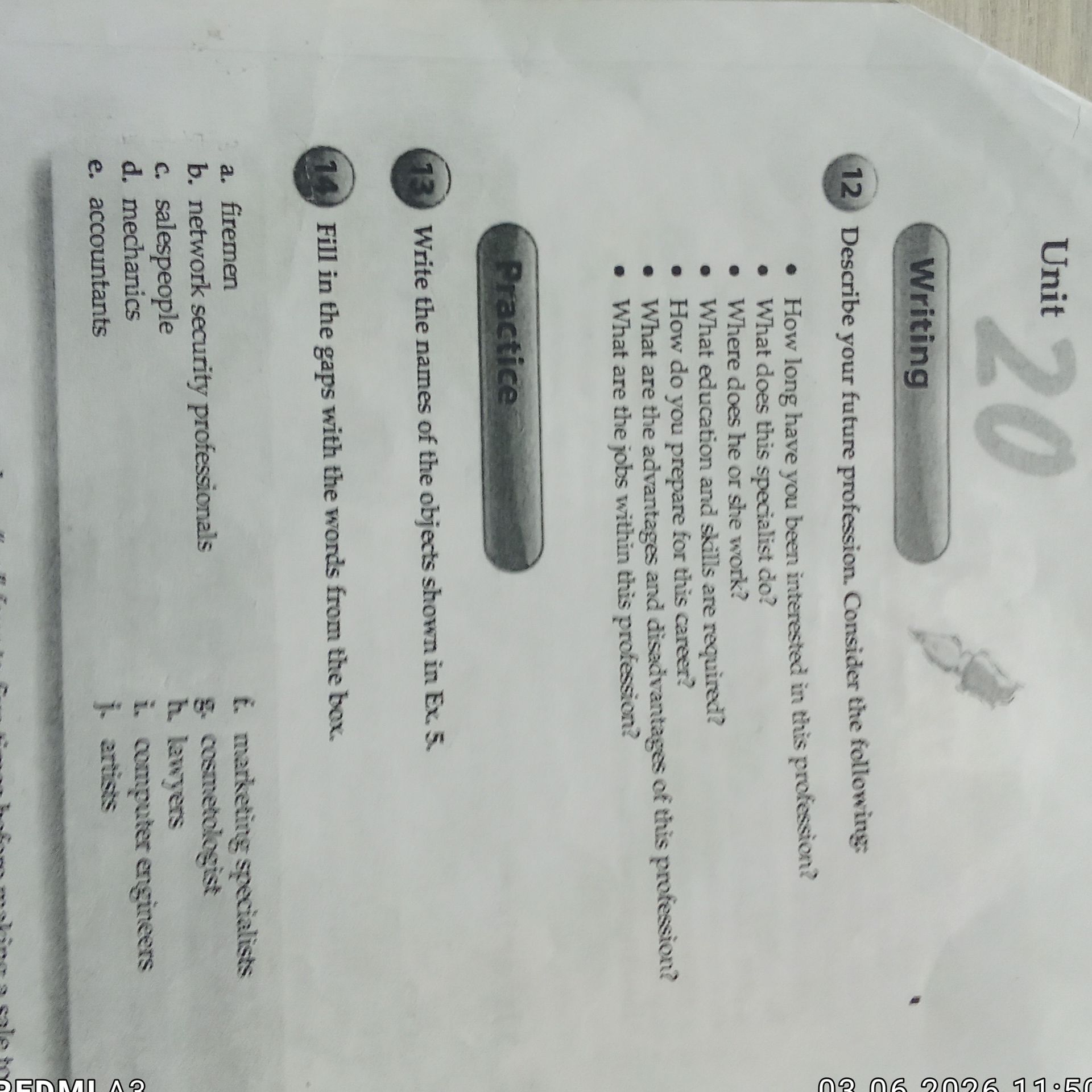 Фото задания: 13 Write the names of the objects shown in Ex. 5.