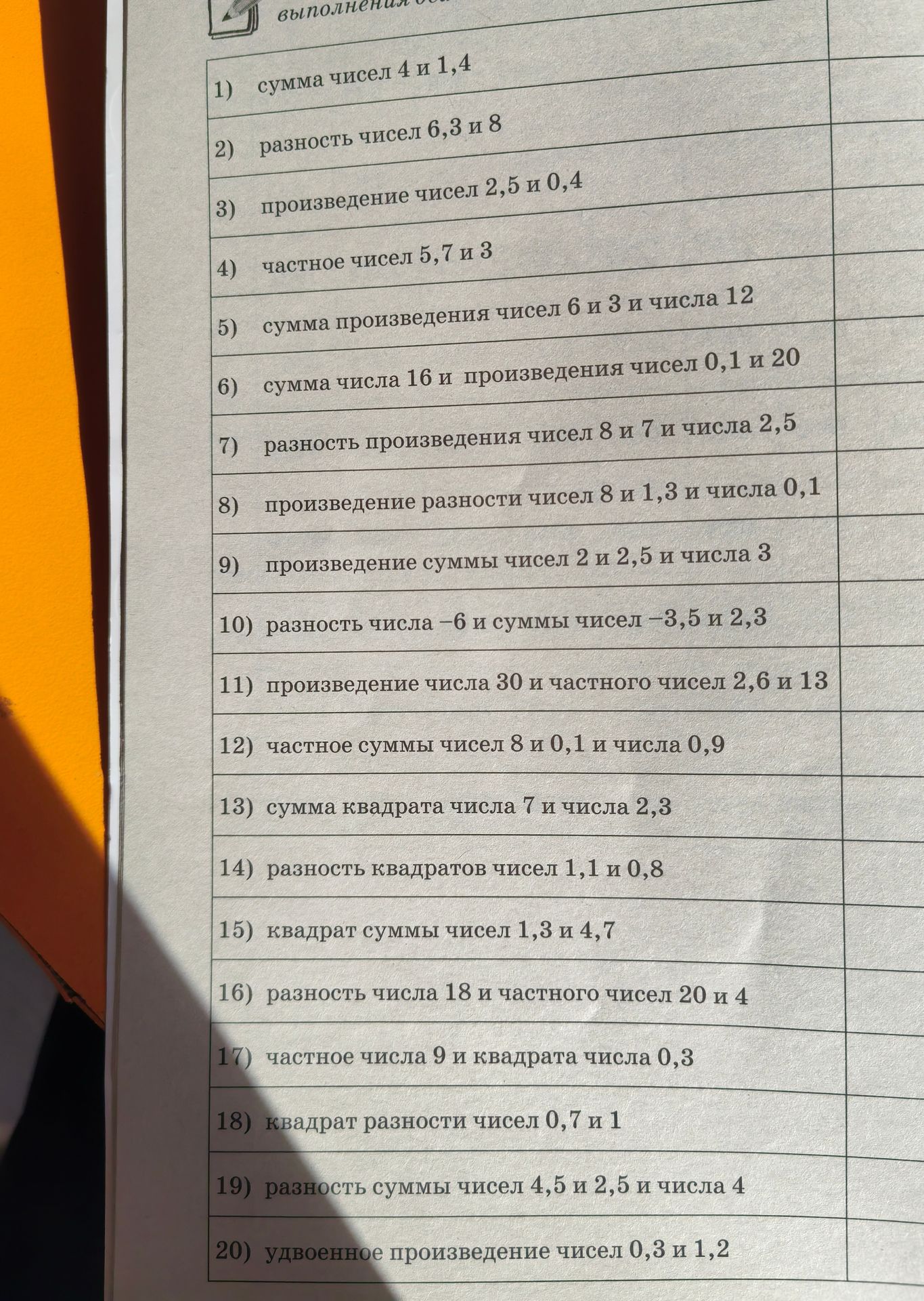 Фото задания: 4) частное чисел 5,7 и 3
