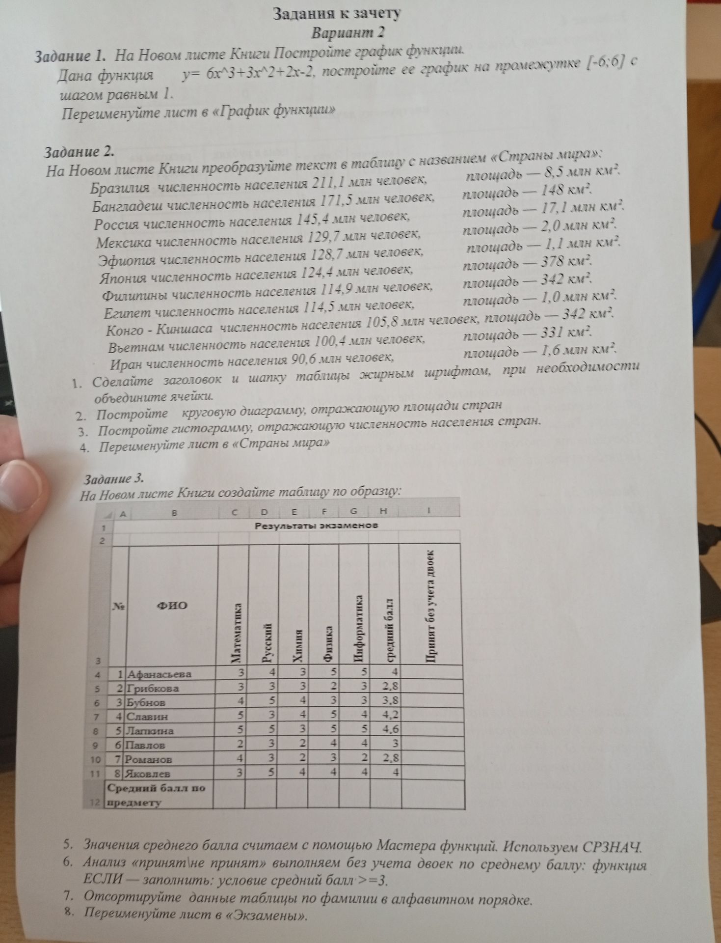 Фото задания: Задание 3. На Новом листе Книги создайте таблицу по образцу: