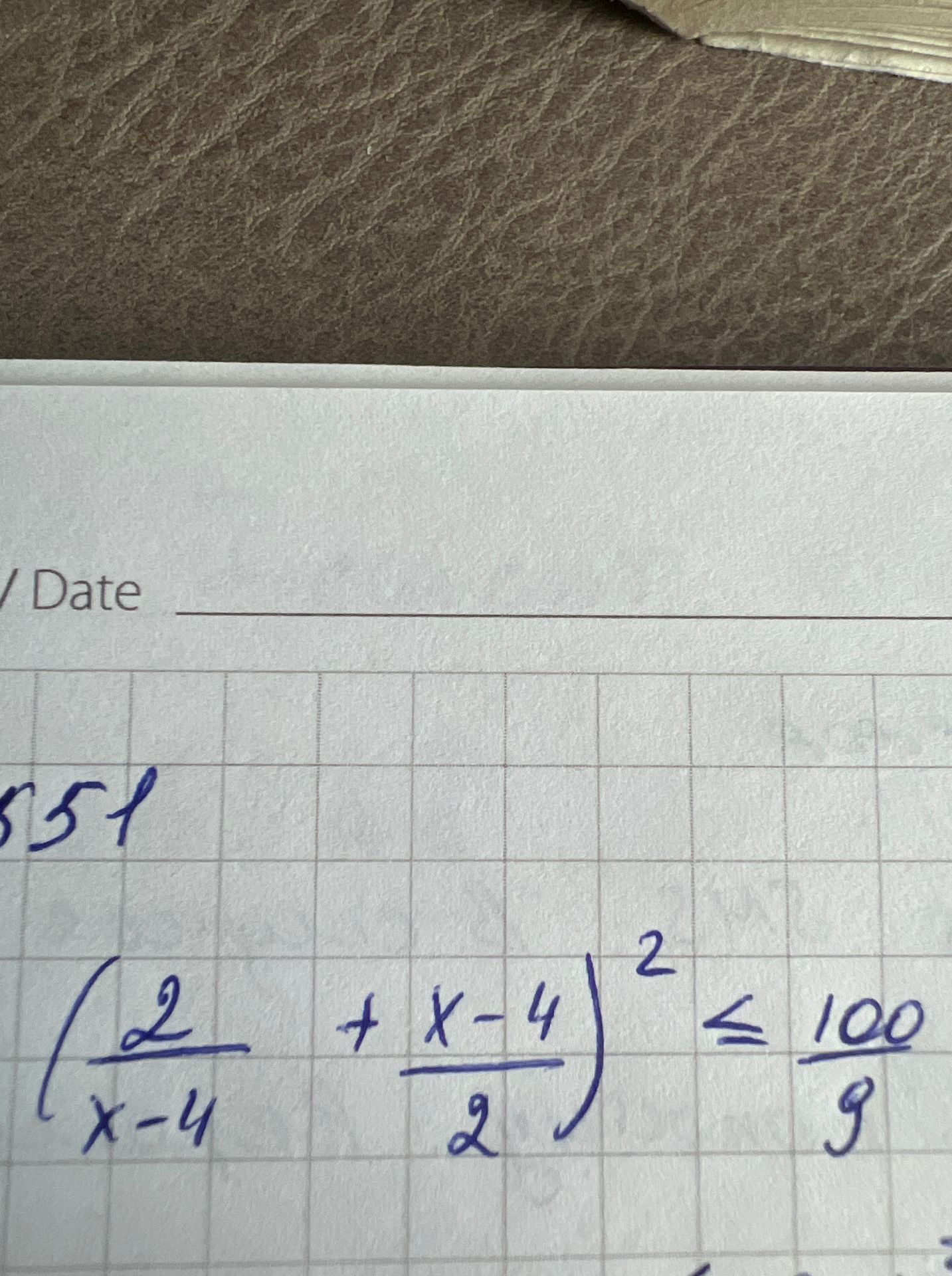 Фото задания: Solve the inequality: (2/(x-4) + (x-4)/2)^2 <= 100/9