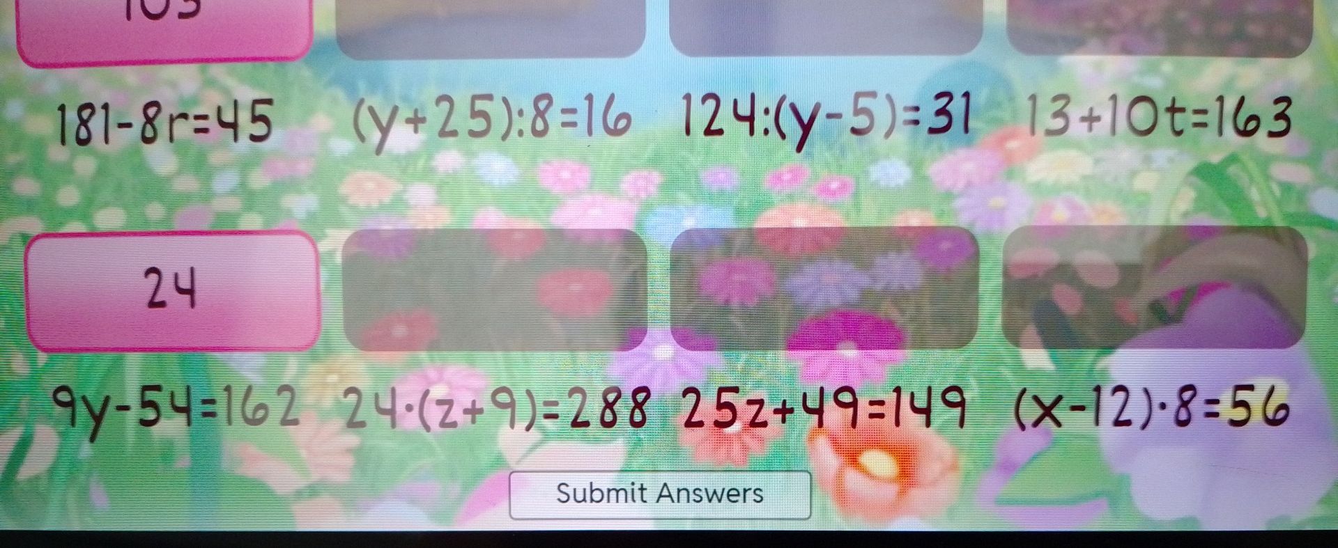 Фото задания: (y+25):8=16