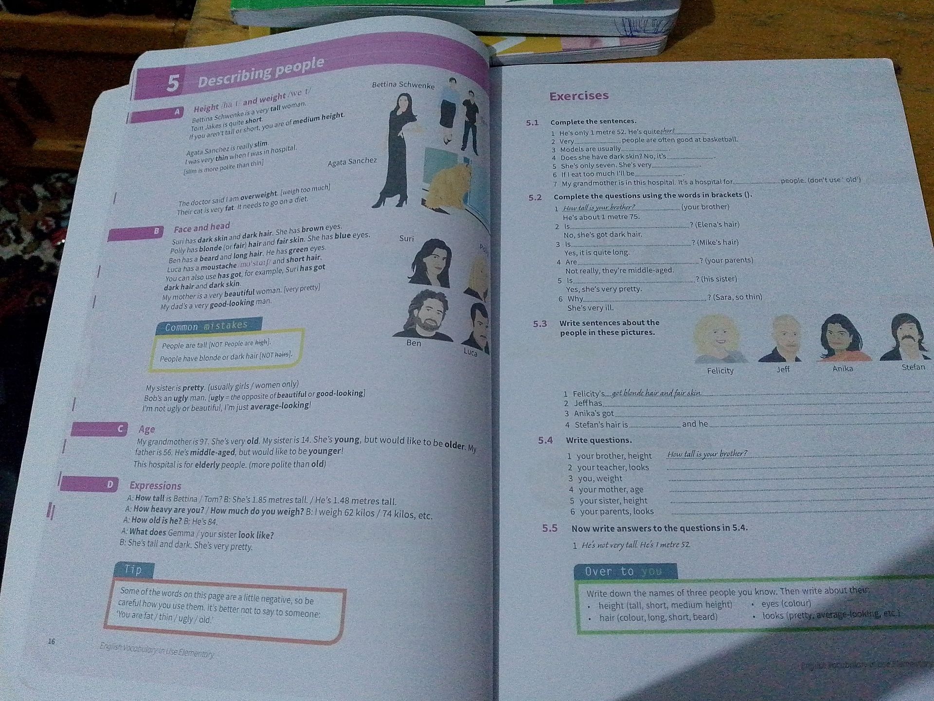 Фото задания: Now write answers to the questions in 5.4.