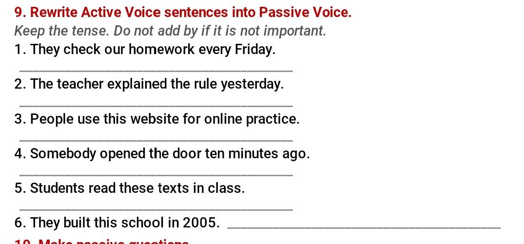 Фото задания: 2. The teacher explained the rule yesterday.