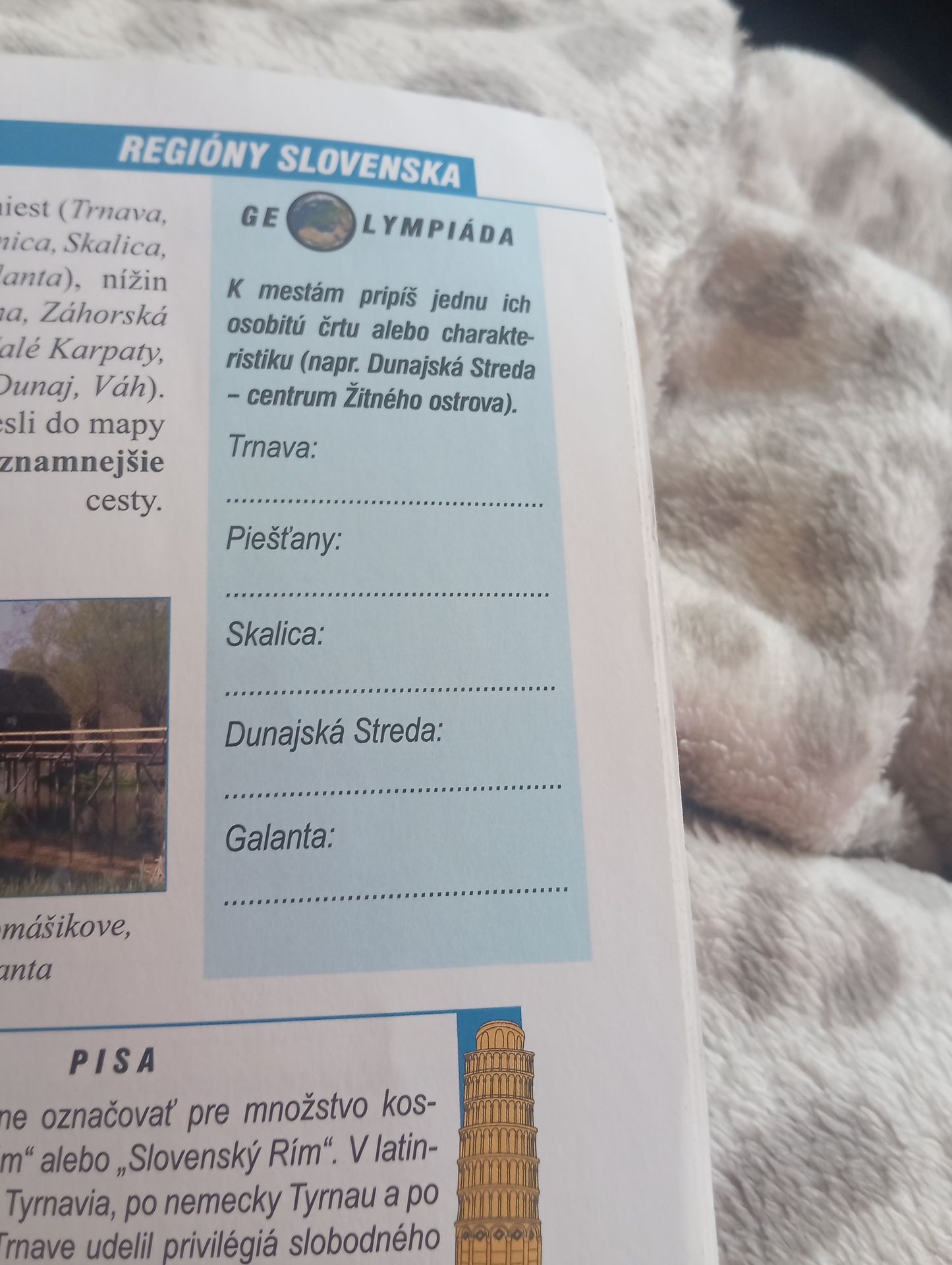 Фото задания: K mestám pripíš jednu ich osobitú črtu alebo charakteristiku (napr. Dunajská Streda – centrum Žitného ostrova).