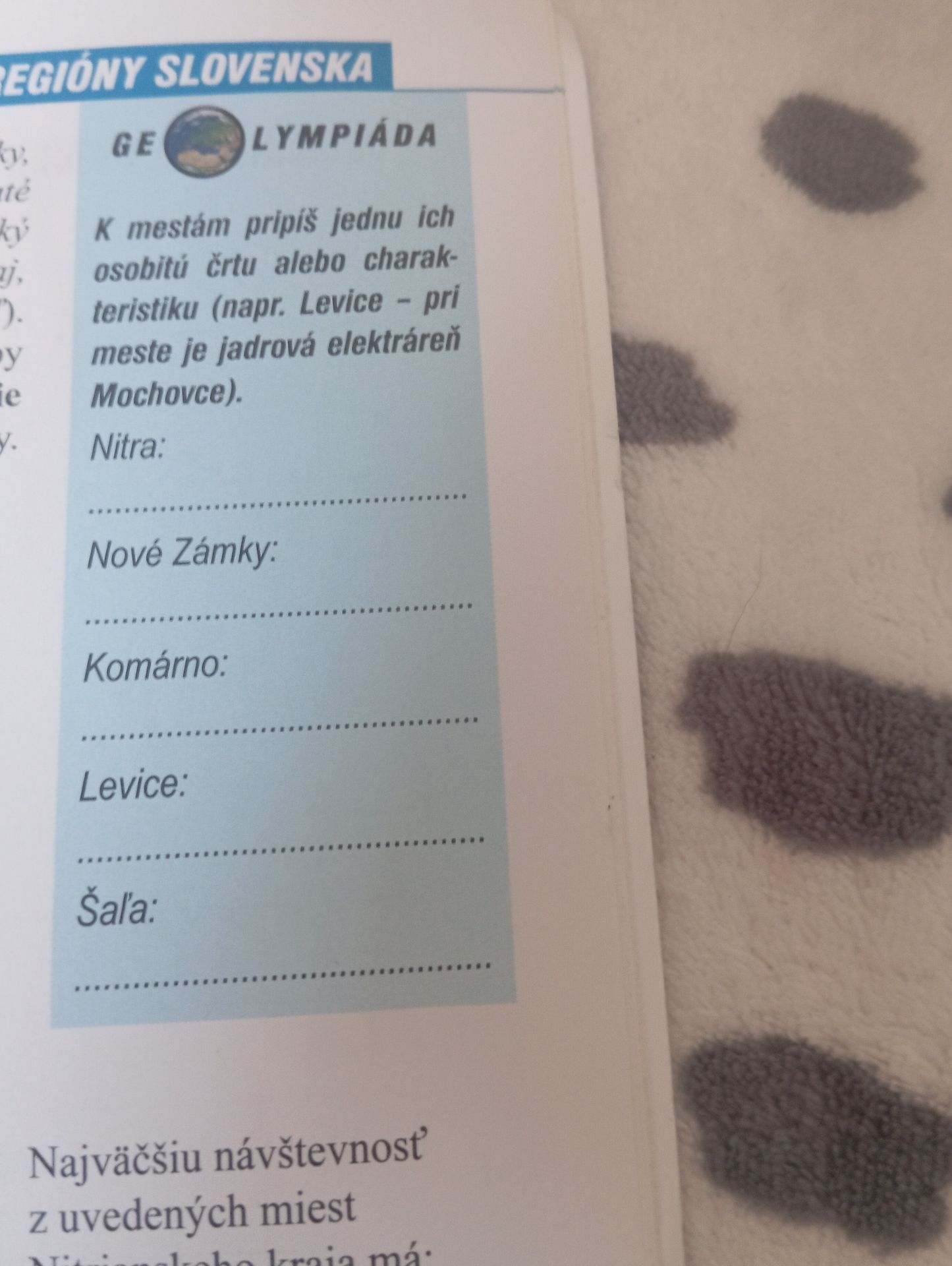 Фото задания: K mestám pripíš jednu ich osobitú črtu alebo charakteristiku (napr. Levice - pri meste je jadrová elektráreň Mochovce).…