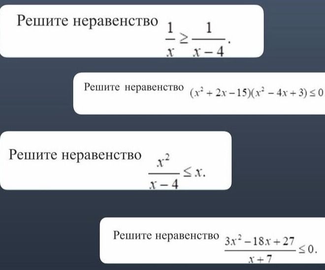Фото задания: Решите неравенство 1/x ≥ 1/(x-4)
