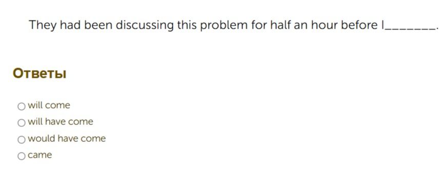 Фото задания: They had been discussing this problem for half an hour before I _______.