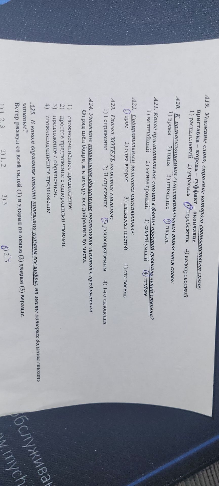 Фото задания: А19. Укажите слово, строение которого соответствует схеме: приставка - корень – суффикс - окончание