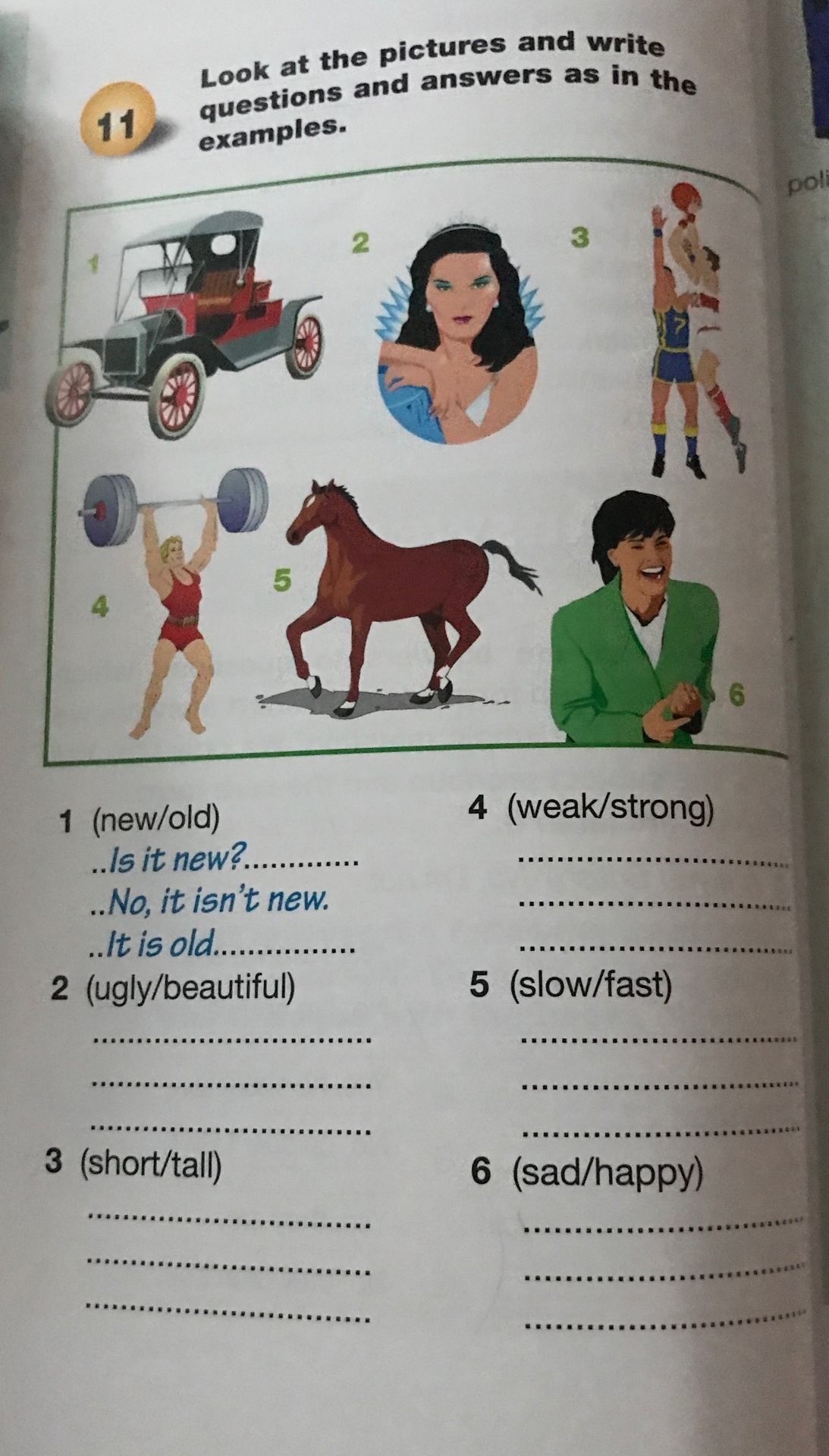 Фото задания: Look at the pictures and write questions and answers as in the examples.
