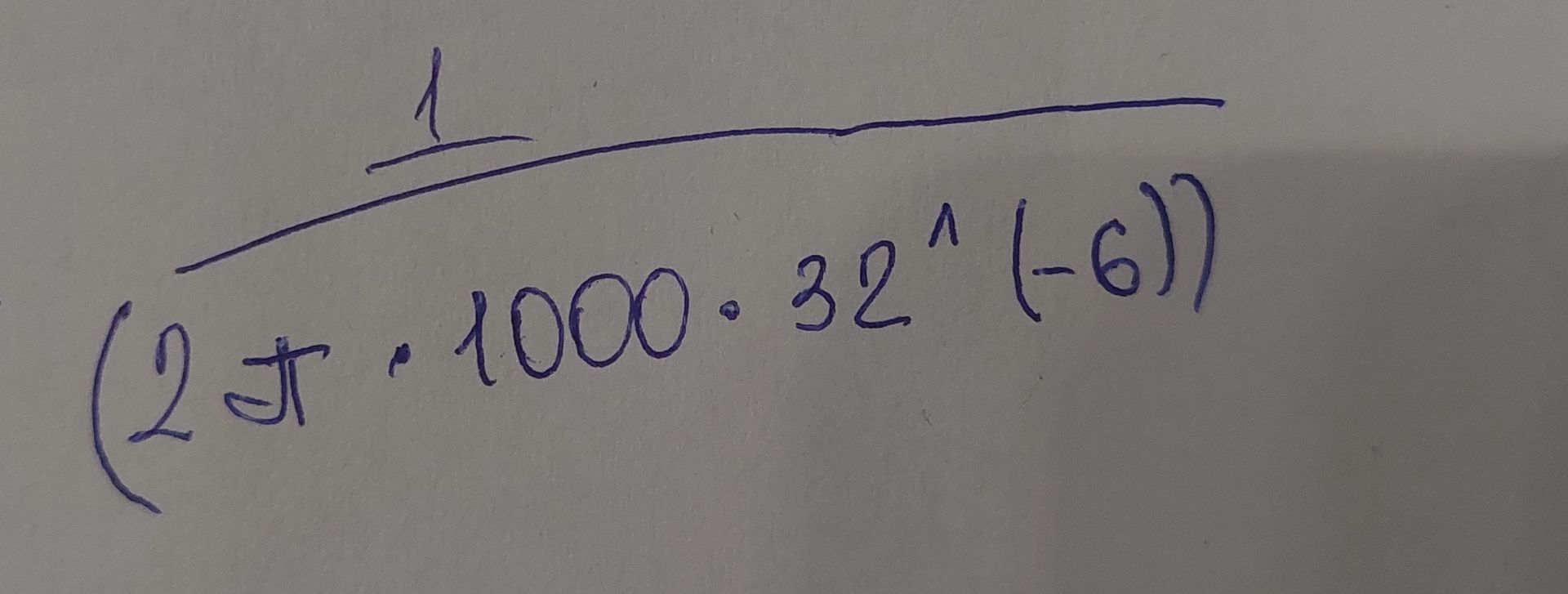 Фото задания: Calculate the following expression: \(\sqrt{\frac{1}{2\pi \cdot 1000 \cdot 32^{-6}}}\)