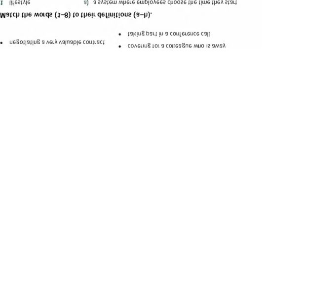Фото задания: Match the words (1-8) to their definitions (a-h).