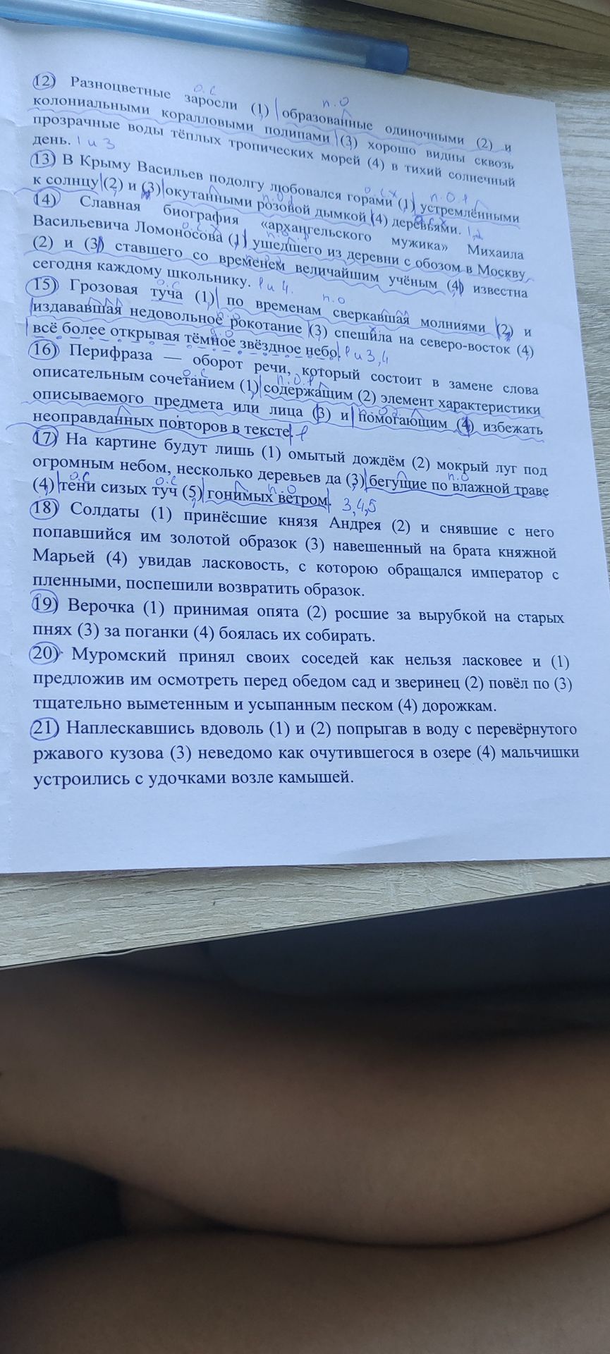 Фото задания: 21) Наплескавшись вдоволь (1) и (2) попрыгав в воду с перевёрнутого ржавого кузова (3) неведомо как очутившегося в озере…