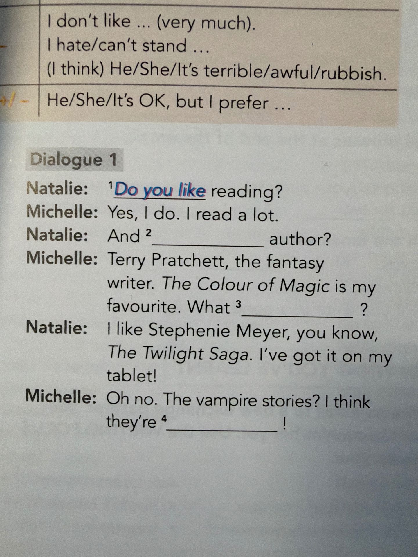 Фото задания: Fill in the blanks with suitable words from the box and complete the dialogue.