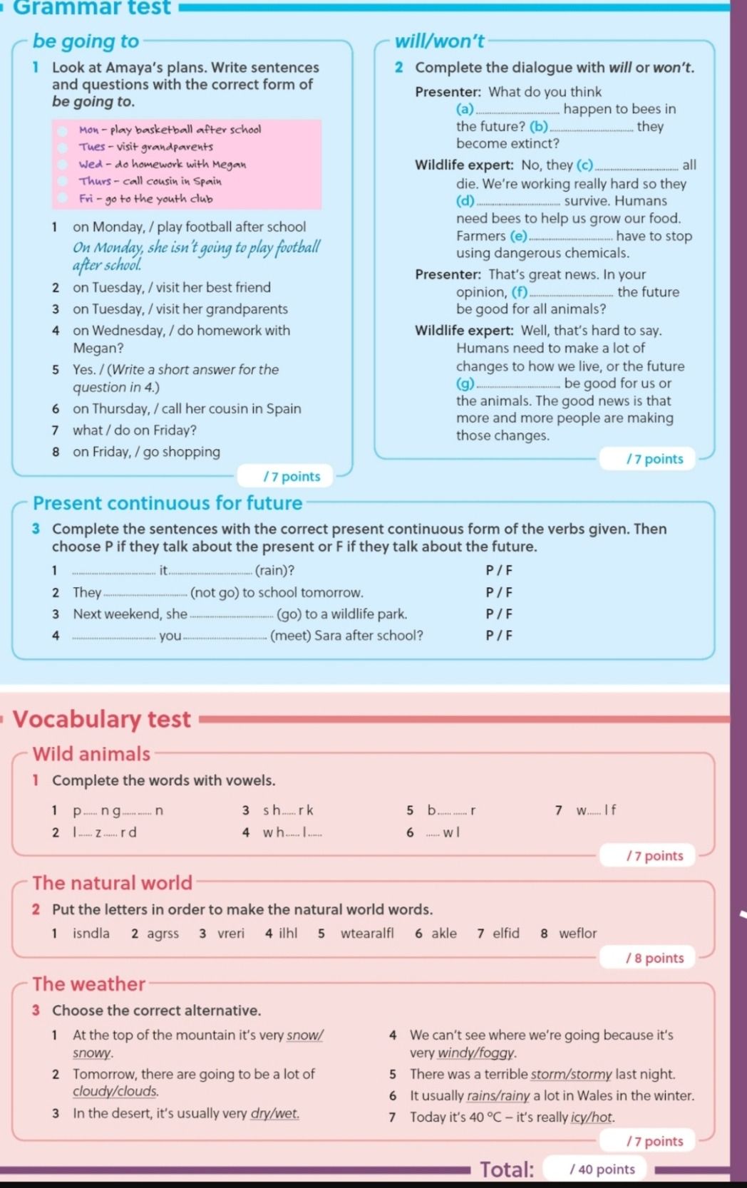 Фото задания: Grammar test be going to 1 Look at Amaya's plans. Write sentences and questions with the correct form of be going to.…