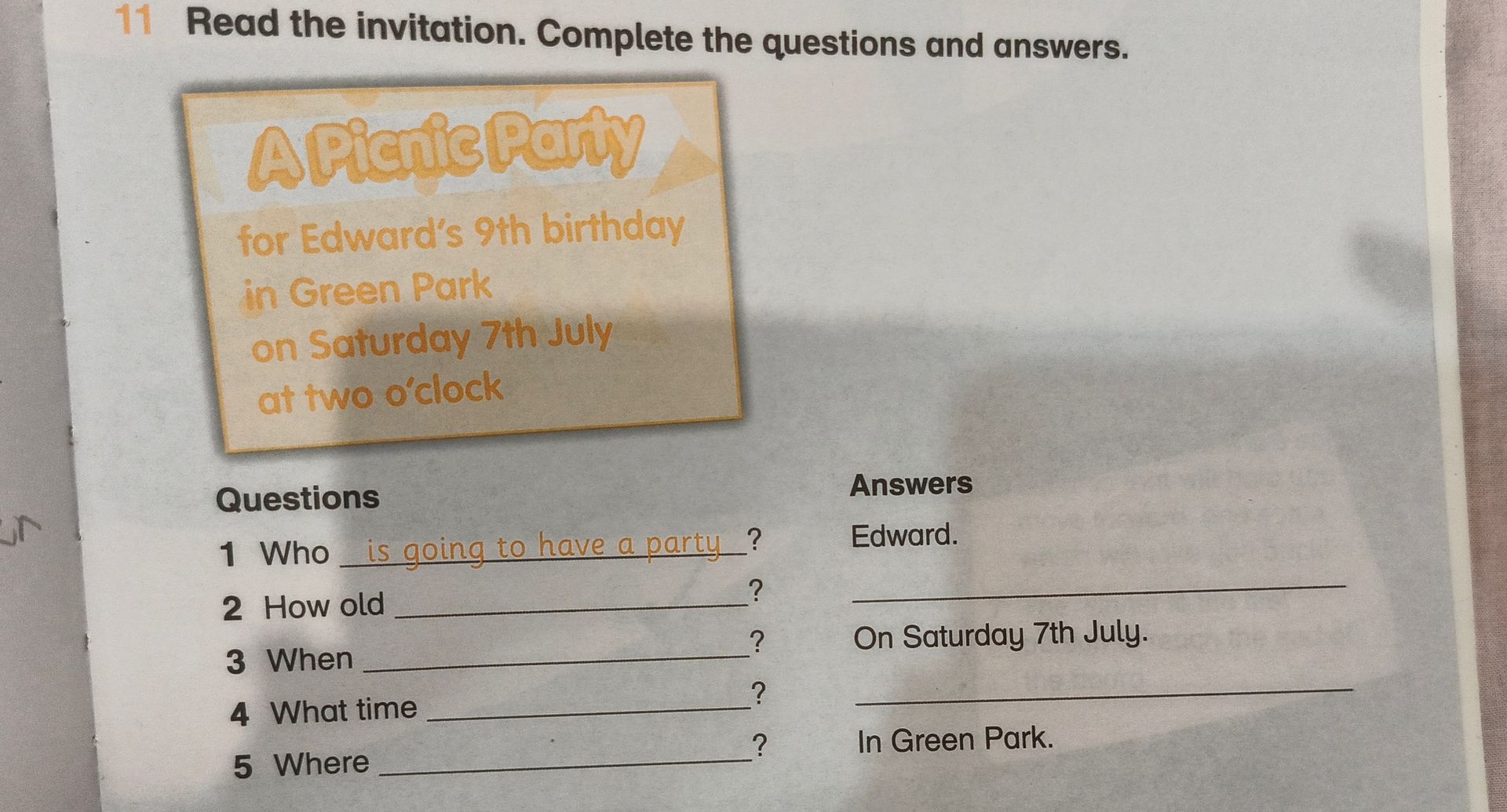 Фото задания: 1 Who is going to have a party ?