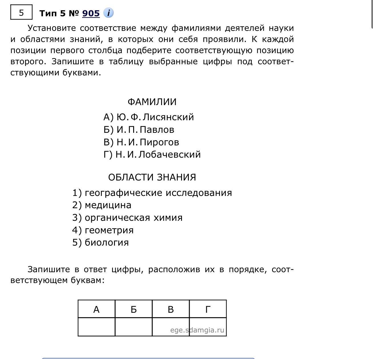 Фото задания: Установите соответствие между фамилиями деятелей науки и областями знаний, в которых они себя проявили. К каждой позиции…