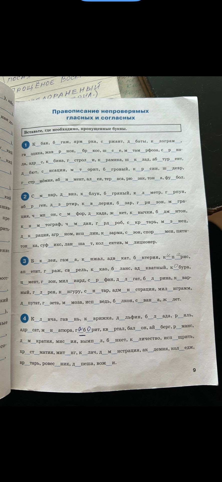 Фото задания: Вставьте, где необходимо, пропущенные буквы.