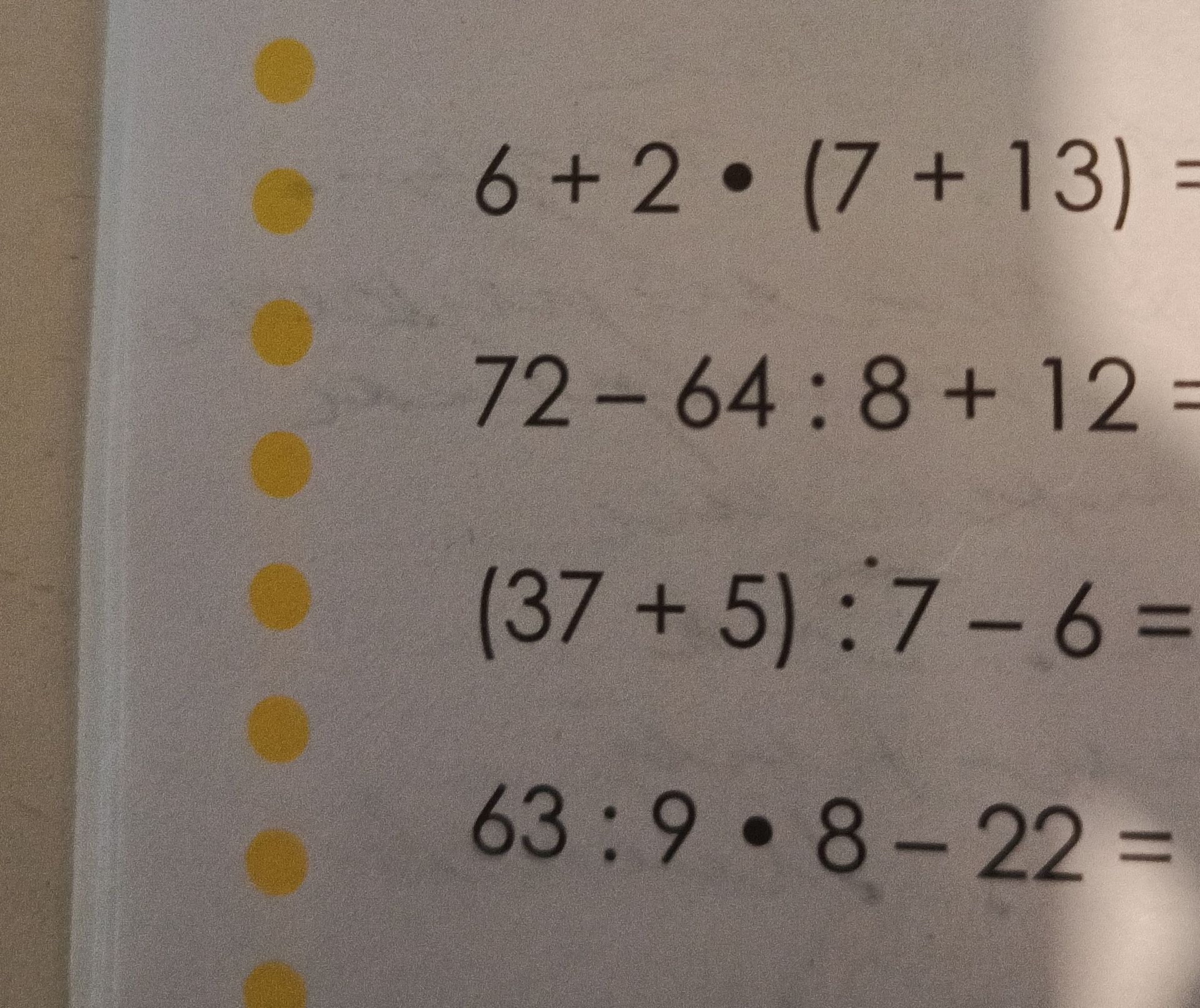 Фото задания: 6 + 2 • (7 + 13) =