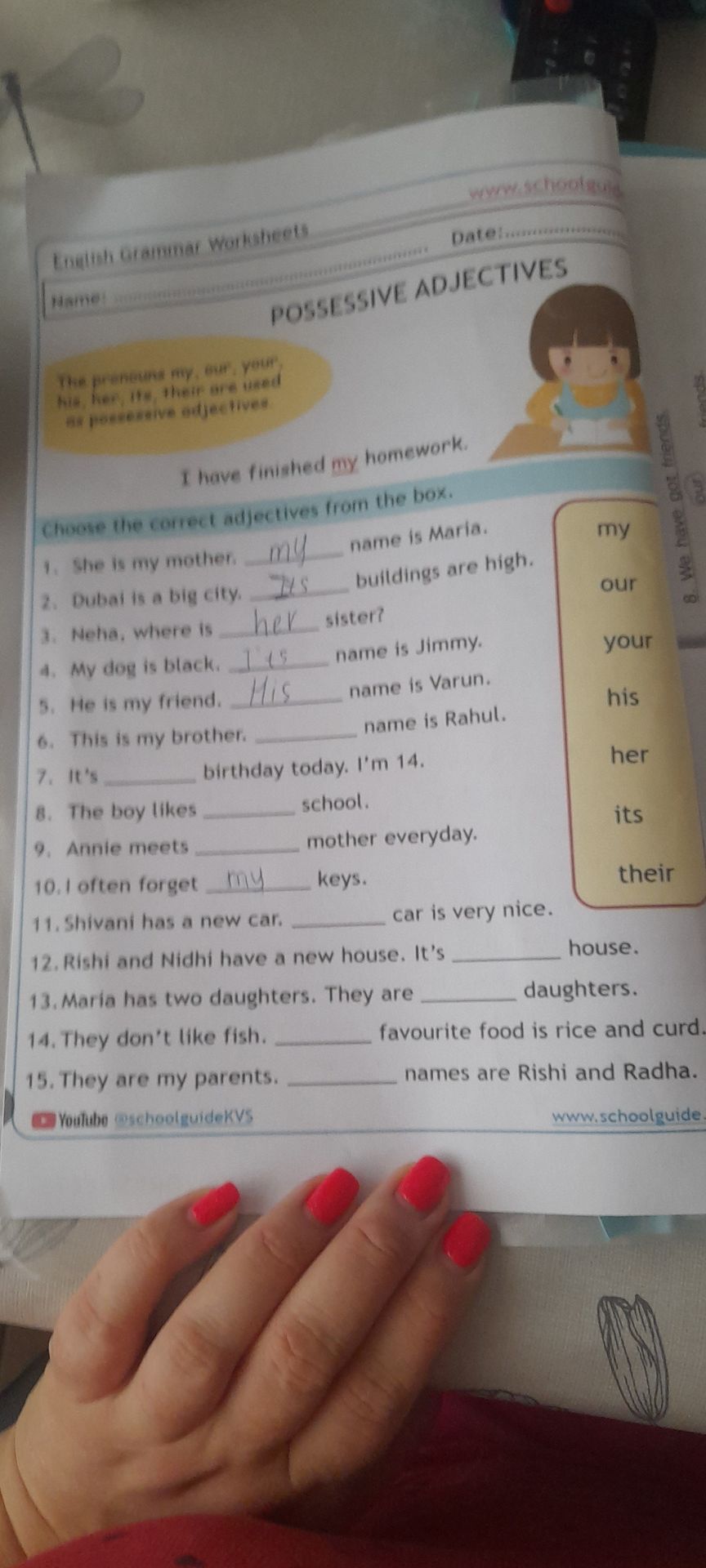 Фото задания: Choose the correct adjectives from the box.