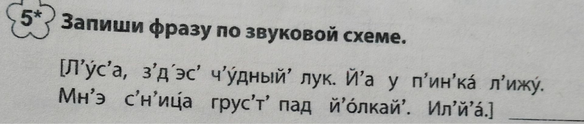 Фото задания: Запиши фразу по звуковой схеме.