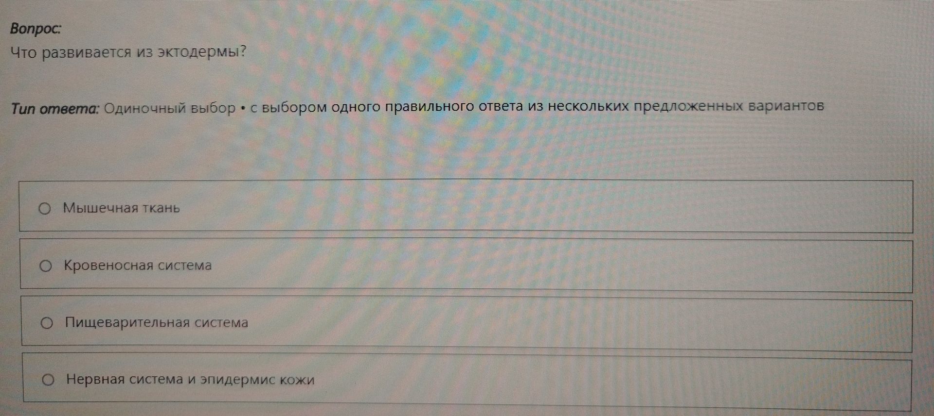 Фото задания: Что развивается из эктодермы?