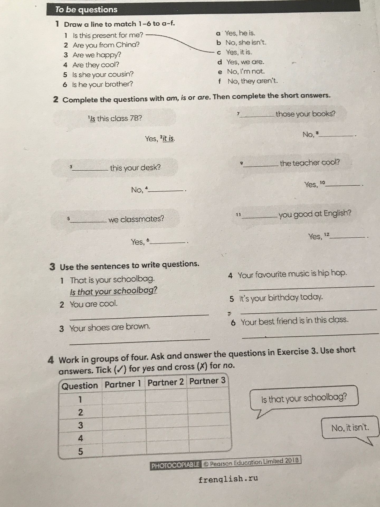 Фото задания: Use the sentences to write questions.