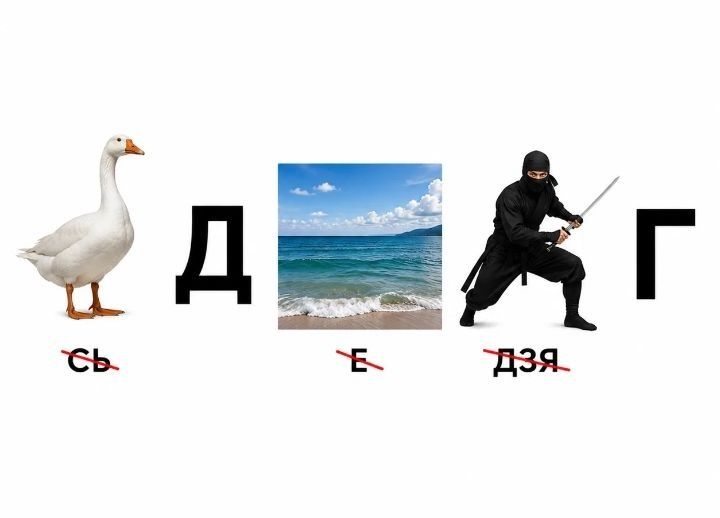 Фото задания: Определи, какое слово спрятано на картинке, если убрать зачеркнутые буквы.