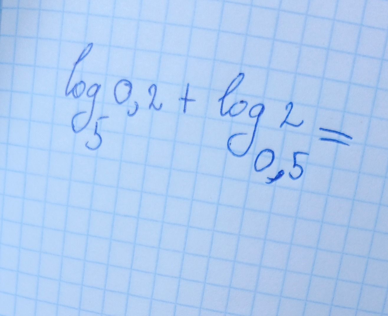 Фото задания: log_0.2(5) + log_0.5(2) = ?
