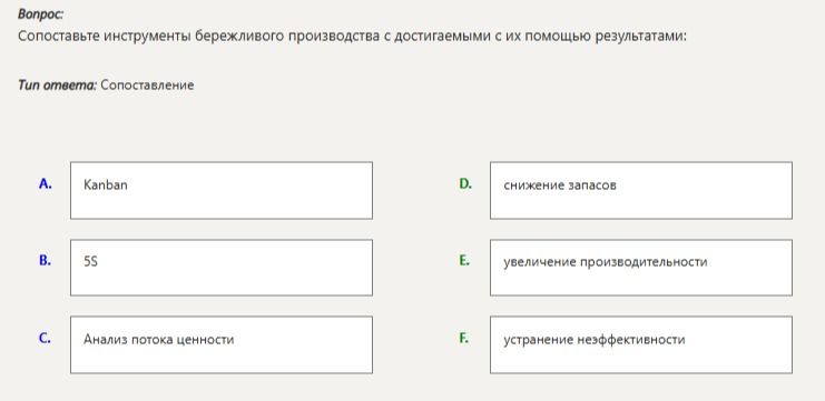 Фото задания: Сопоставьте инструменты бережливого производства с достигаемыми с их помощью результатами: