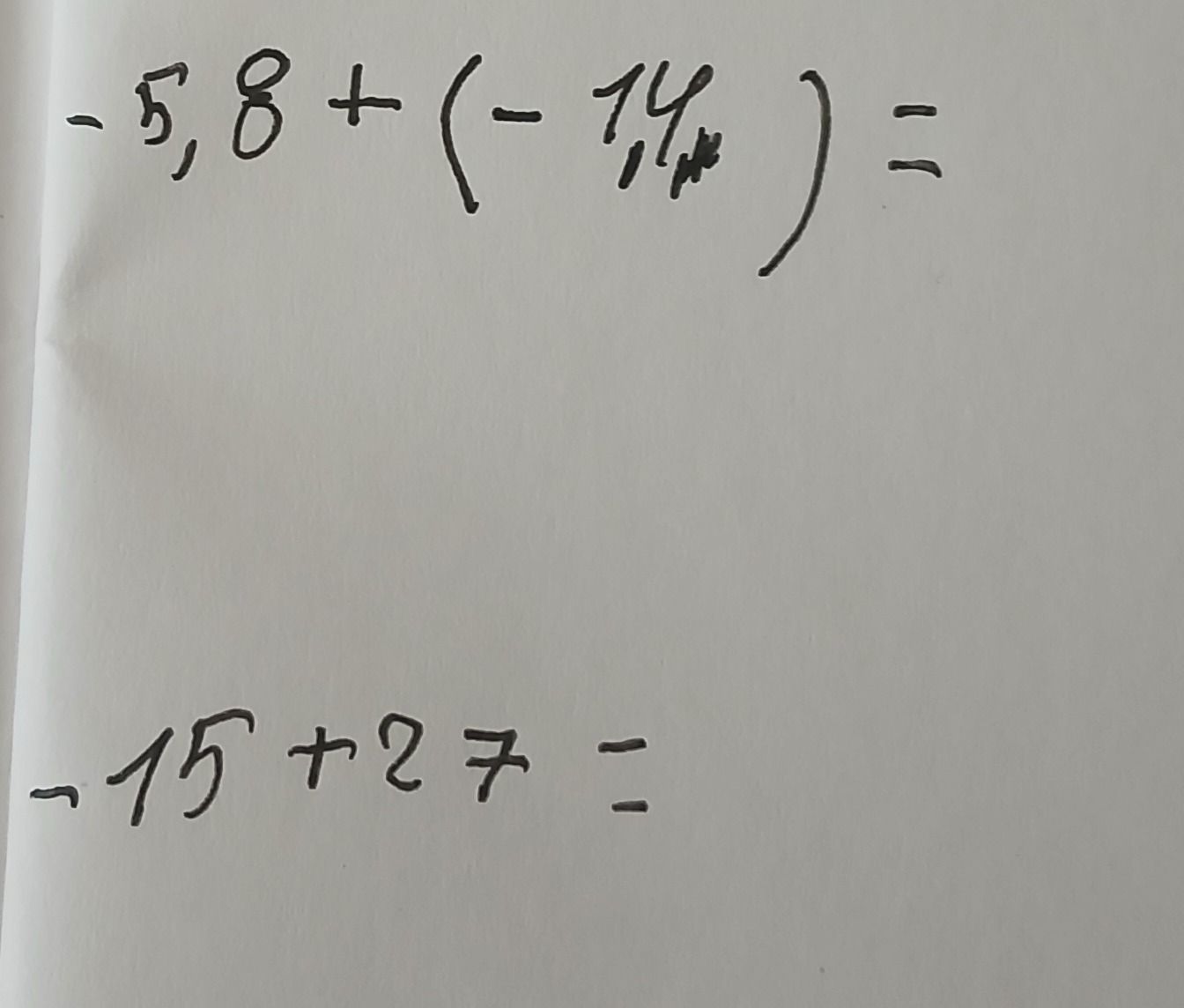 Фото задания: -5,8 + (-1,4) =