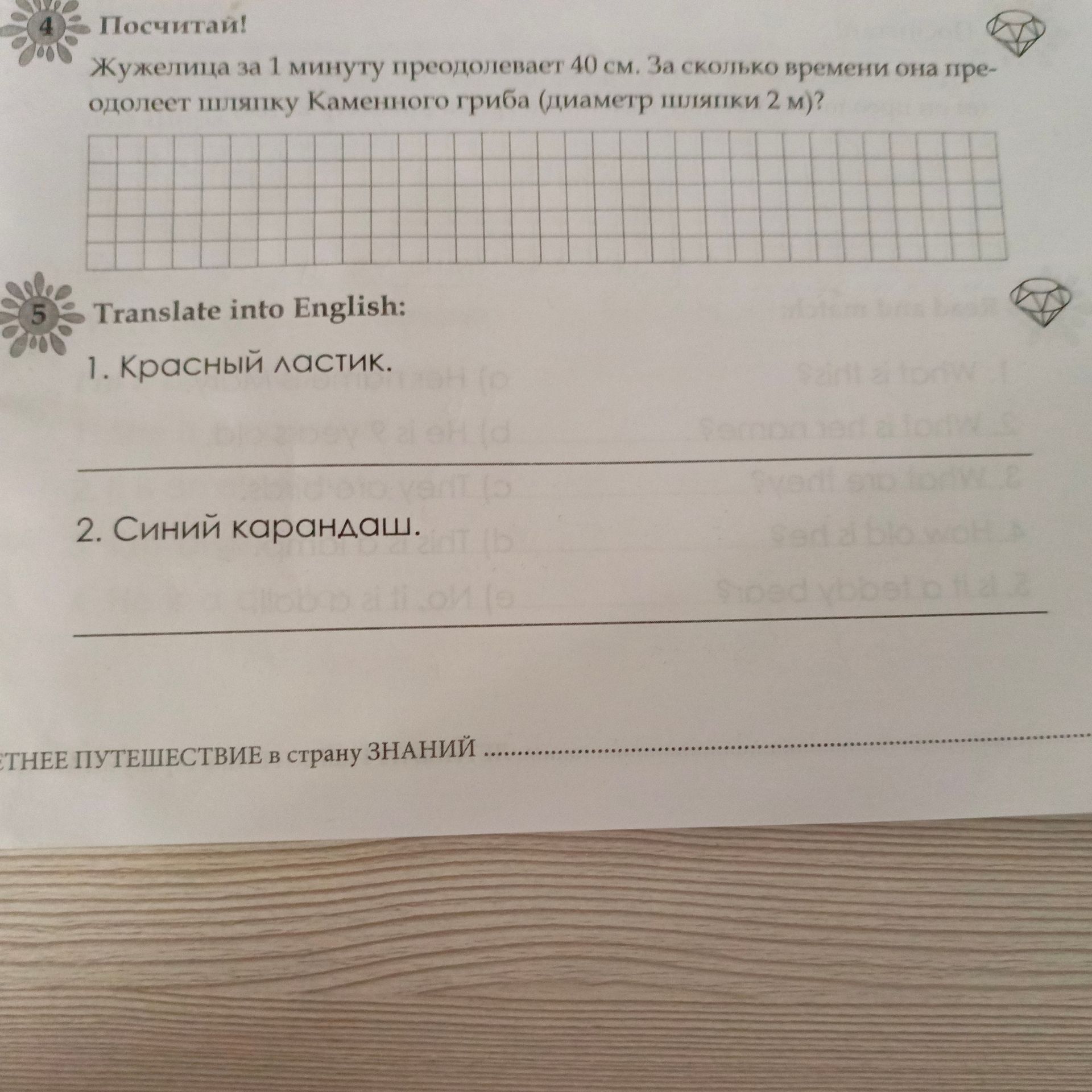 Фото задания: Посчитай! Жужелица за 1 минуту преодолевает 40 см. За сколько времени она преодолеет шляпку Каменного гриба (диаметр шляпки 2…